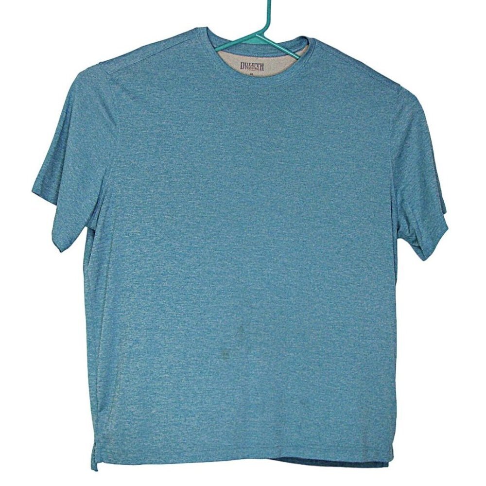 Duluth Trading T-shirt Mens XL Blue Light Teal Heather Side Slit Hem Poly Blend